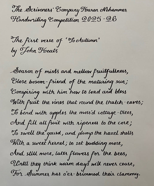 Quill Pen Reception / Karen Nehammer Handwriting Competition - Monday 9 March 2026