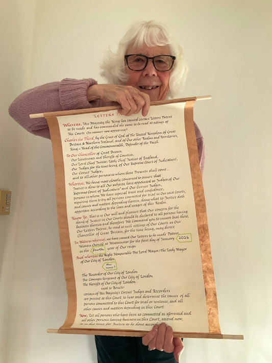 Liveryman, Dr Win Eyles, produces calligraphy for Old Bailey - Friday 16 January 2026